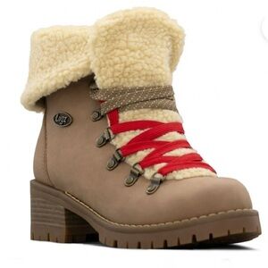 Lugz Women's Brown And Tan With Red Laces Eevee Boots Size 9.5 Hiker Boots Lugz